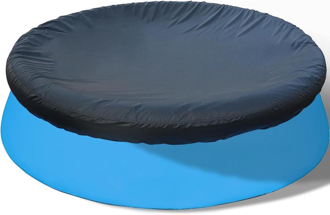 SAFANA 15ft Inflatable Pool Covers for Above Ground Pools [ Cover Diameter: 13.68ft ] Round Pool Cover for Inflatable Easy Set Pool [ Top Ring < 13.68ft ] with Elastic Band, Swimming Pool Windproof (Black)