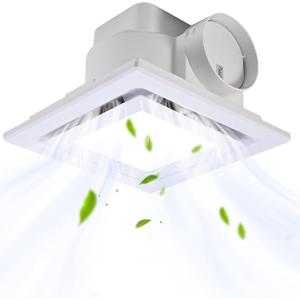 FEITON Bathroom Exhaust Fan with Light, Ceiling Mount, 110 CFM 1.0 Sones 4 Inch Duct, Quiet Square Bath Fan Light Combo, Shower Exhaust Fan with Light