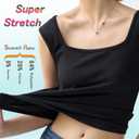 Ribbed Tank Tops for Women Square Neck & V Neck Reversible 2025 Summer Sleeveless Sexy Camisole Going Out Tops (Black, S)