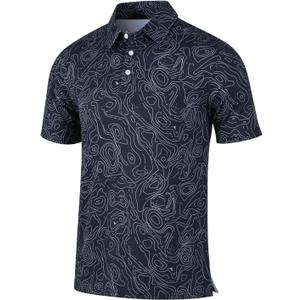 Mens Golf Shirt Short Sleeve Dry Fit Moisture Wicking Performance Collared Funny Print Golf Polo Shirts for Men (XL)
