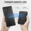 for Samsung Galaxy S25 Case Wallet Compatible with Magsafe, RFID Blocking Magnetic Card Holder 2 in 1 Detachable Kickstand Shockproof Phone Case for Galaxy S25 6.2" Carbon Black