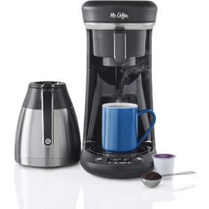 Mr. Coffee Coffee Maker, Programmable Coffee Machine for Single Serve or Carafe Coffee, 10 Cups, Black