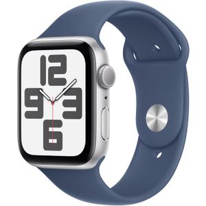 Apple Watch SE (2nd Gen) [GPS 44mm] Smartwatch with Silver Aluminum Case with Denim Sport Band M/L. Fitness and Sleep Trackers, Crash Detection, Heart Rate Monitor, Retina Display