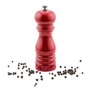 Restaurantware 6-IN Classic French Pepper Mill: Perfect for Restaurants Cafes and Catered Events - Adjustable Coarseness Pepper Grinder - High Gloss Red Environment-Friendly Rubberwood