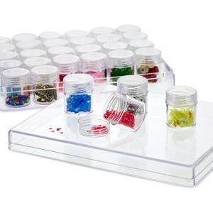 Bright Creations Clear Plastic Beads Storage Containers with Lids, 30 Jars, for Rhinestones, Glitter Art and Craft Organizer Box