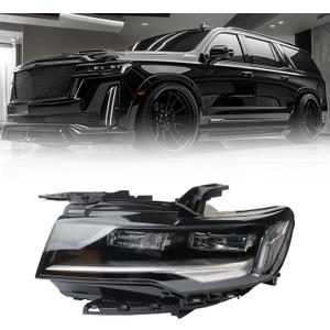 Dasbecan Full LED Headlight Assembly Compatible with 2021 2022 2023 2024 Cadillac Escalade Headlamp Left Driver Side Replace 84950142 GM2502527 (Luxury/Premium luxury platinum)