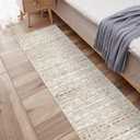 Moroccan Washable Hallway Runner Rug - 2'6"x12' Non Slip Floor Mat for Kitchen Low Pile Living Room Carpet with Rubber Backing Bedroom Rugs for Entryway 2'6"x12' Beige