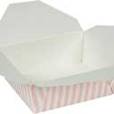 Restaurantware-Bio Tek 6.7 x 5.5 x 2.6 Inch Food Containers, 50 Durable Takeaway Boxes - Disposable, Striped, Pink And White Paper 45 Ounce Takeout Boxes, Rectangle, For Takeouts And Delivery