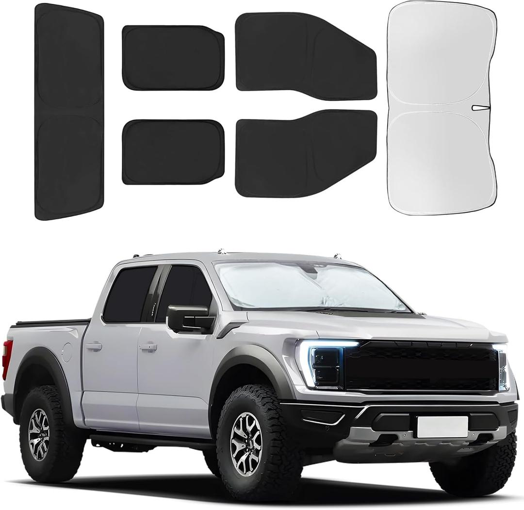 for Ford F150 4Door 2021-2025 Car Window Shades, 6pcs Privacy Sun Shade Set for Front Windshield Side and Rear Windows, Full Window Covers Keeps Vehicle Cool for Camping Napping