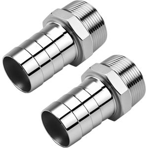 2PCS Stainless Steel 1-1/2" to 1-1/2" NPT Male Threaded Hose Barb Fittings, Hose Barb Connectors for Water Air Gas Pipes