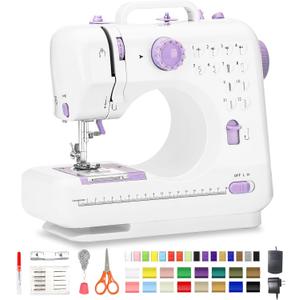Sewing Machine for Beginners with 12 Built-in Stitches, Mini Sewing Machine with Foot Pedal, High-Low Speeds, Portable and Sewing Enthusiasts (505)