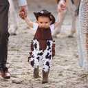 Rollda Baby Cowboy Boots Toddler Cowgirl Boots Infant Western Boots Round Toe (Black)