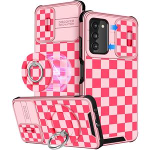 Buleens for Samsung Galaxy A03S Phone Case 6.5 Inch - with Ring Stand & Camera Cover Cute Designed for Women Girls Pretty Unique Girly for Samsung A03S Phone Case Compatible with Magsafe (Pink Plaid)