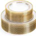 100PCS Clear Plastic Plates, Heavy Duty Disposable Plastic Plate with Gold Rim, Elegant 50 Dinner and 50 Dessert Plates for Wedding and Party