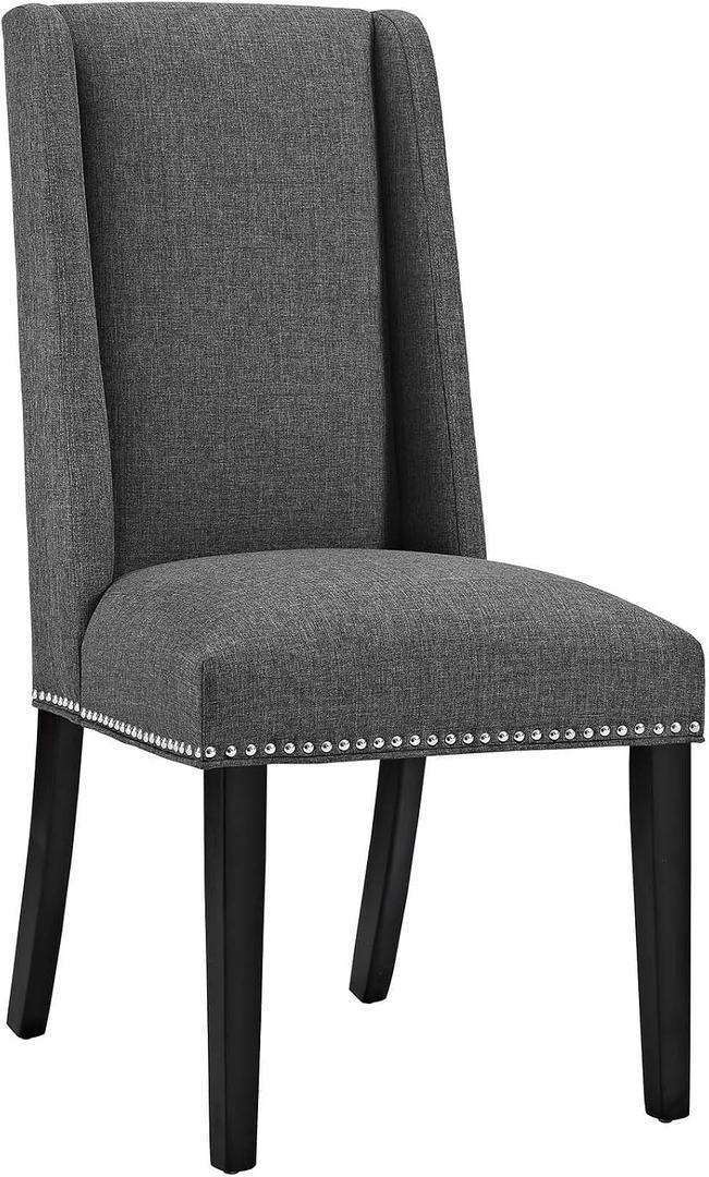 Modway MO- Baron Modern Tall Back Wood Upholstered Fabric, Dining Chair, Gray