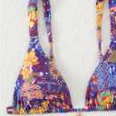 RoseSeek Women's 2 Piece Floral Tropical Print Bikini Set Boho Triangle Bathing Suit Tie Backless Swimsuit Sets (Purple, XS)