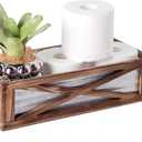 Wooden Toilet Tank Basket, Rustic Bathroom Decor Box, Farmhouse Toilet Paper Organizer Holder, Decorative Bathroom Storage Basket, Barn Door (Brown)