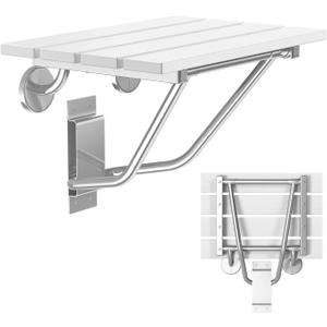 Folding Shower Seat & Chair Wall Mounted for Adults, Fold Down Shower Bench & Stool for Inside Shower, for Small Spaces, Foldable (White, Extra Large)