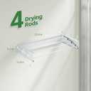 Wall Mounted Clothes Drying Rack for Laundry 23.6", Folding Clothes Drying Rack with 4 Towel Hooks and 4 Rods for Hanging Coat Dedicates, Space Saving for Bedroom Bathroom Balcony Living Room (23.6'')