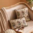 Patdrea Designer Throw Pillow Covers Set of 4,French Vintage Blue Linen with Floral Collection Pattern Pillow Cover,Decorative Rectangle and Square Pillowcases Cushion for Bed Living Room Outdoor