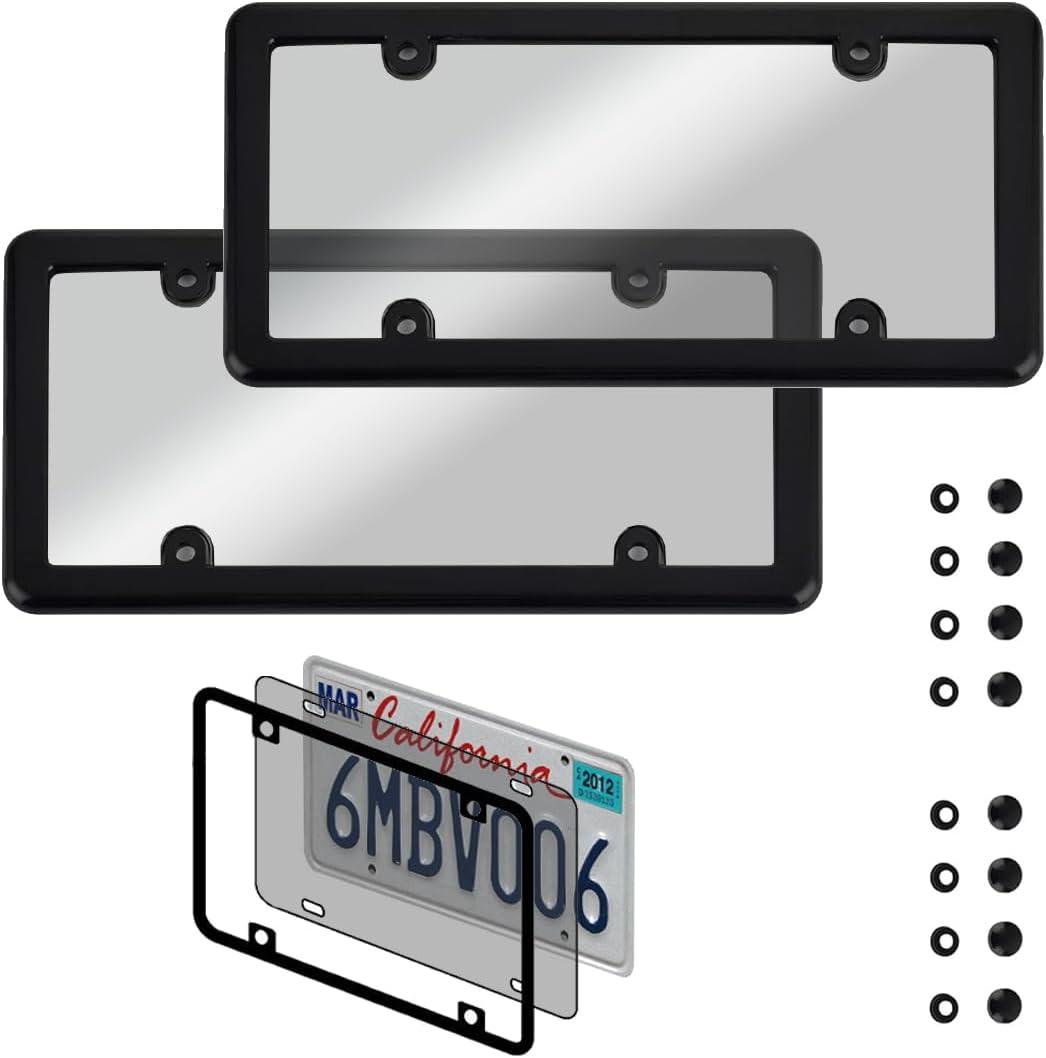 2 Pack Clear License Plate Covers and Frames Combo