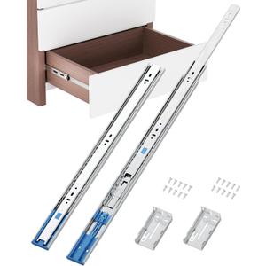 20 Inch Side Mount Soft Close Drawer Slides, 5 Pairs Heavy-Duty Full Extension, Metal Ball Bearing Smooth Quiet Slow Self Closing Dresser Glides Runners with Mounting Brackets, 100LB Capacity