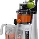 Omega Wide Mouth Juicer Compact Vertical Cold Press Vegetable and Fruit Juice Extractor with 3-Inch Hopper 2-Speed Slow Juicing with Space Saving Design, 120-Watts, Black