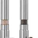 Salt and Pepper Grinder Set of 2, Stainless Steel Push Button Grinder Modern Design Thumb Grinder, for Black Pepper, Sea Salt and Himalayan Salt, Spice and Salt