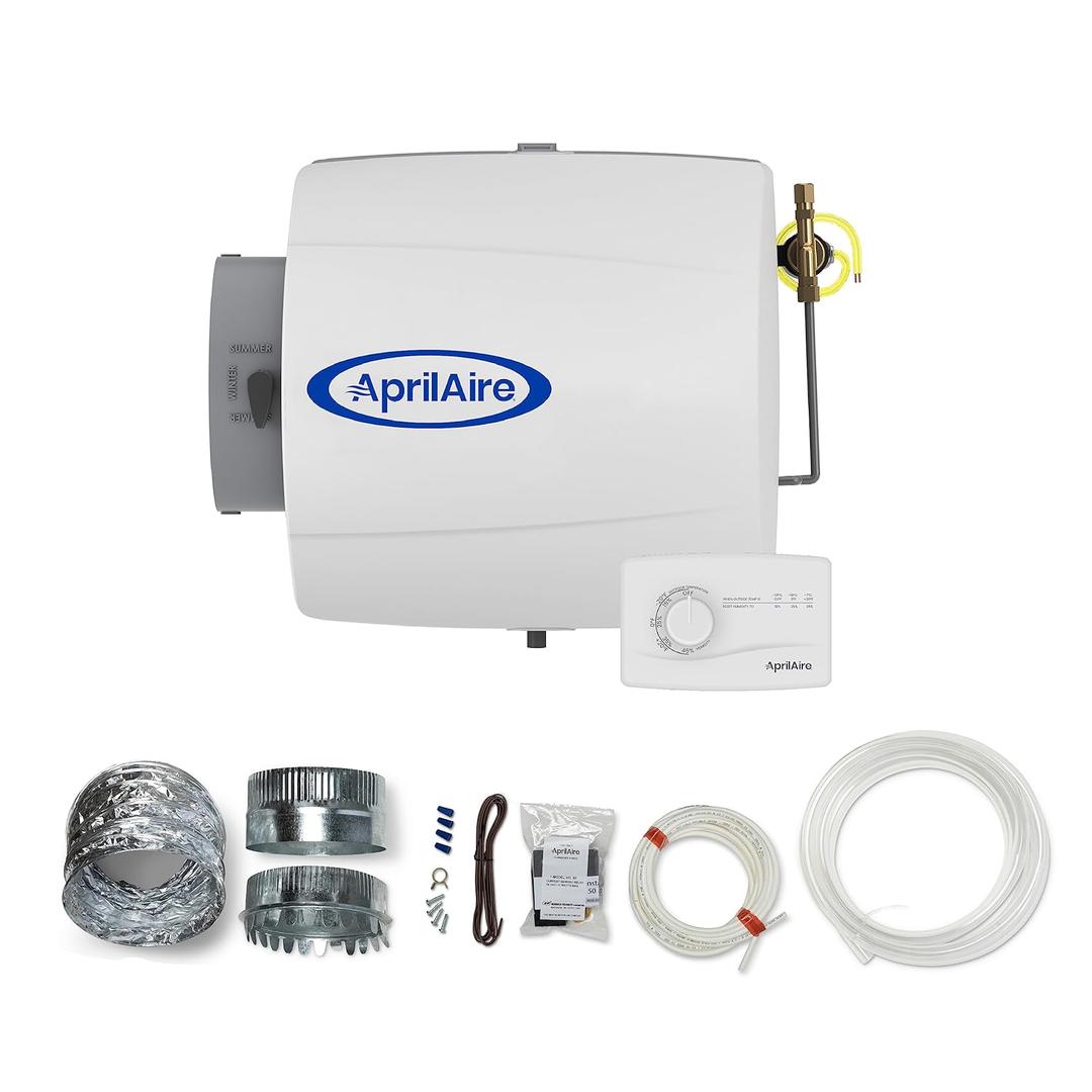 AprilAire 500M 12-gal. Whole-House Small Bypass Evaporative Humidifier with Manual Control for up to 3,600 sq. ft. + AprilAire Model 5843 Humidifier Installation Kit