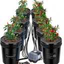 VIVOSUN DWC Hydroponics Grow System with Top Drip Kit, 5-Gallon Deep Water Culture, Recirculating Drip Garden System with Multi-Purpose Air Hose, Air Pump, and Air Stone (8 Buckets + Top Drip Kit)