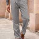 Runcati Mens Casual Pants Drawstring Elastic Waist Lightweight Linen Pants Loose Fit Straight Legs Beach Trousers (L)