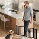 BFNN Metal Short Dog Gate, 16.5" High to Step-Over, Free Standing Foldable Pet Gate, Up to 72" Wide Puppy Fence for Stairs and Doorways, Indoor & Outdoor Use, No Drilling and No Assembly, Black