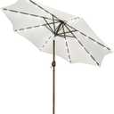 Blissun 9 ft Solar Umbrella, 32 LED Lighted Patio Umbrella, Table Market Umbrella, Outdoor Umbrella for Garden, Deck, Backyard, Pool and Beach (Creamy White)