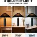 Modern Table Lamp with Pleated Lampshade and Cylindrical Base, E26 Bulb Compatible, Contemporary Accent Light for Living Room, Bedroom, Office (Black)