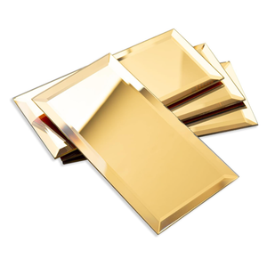 Diflart Peel and Stick Mirror Backsplash, Gold, 3x6 Inch, Beveled Mirror Subway Kitchen Bar Wall Tile (5 Sq.ft, 40 Pcs)