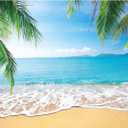 Allenjoy 7x5ft Tropical Beach Background Summer Luau Palm Leaves Ocean Island Seaside Scene Wedding Photography Backdrop Baby Birthday Bridal Shower Party Decoration Banner Photo Booth Props Yellow