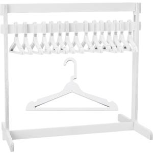 UNICRAFTALE 1 Set 11.85 Inch High Mini Garment Rack with 15Pcs Wooden Clothes Hanger Small Clothing Rack White Mini Clothes Closet Dress Up Storage Furniture for Cat and Puppy