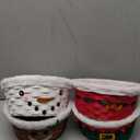 Youyole 4 Pieces Christmas Basket for Gifts Woven Bamboo Xmas Round Gingerbread Basket Small Santa Claus for Christmas Party Supplies Gift Snack Storage