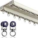 Double Row Ceiling Curtain Track - Ceiling Mounted Curtain Double Rails for Curtains, Drapes, Room Dividers - Sliding Curtain Rail (White, 3M)