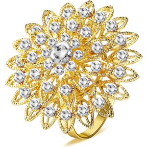 Geiserailie 12 Pcs Gold Flower Napkin Rings Alloy Floral Crystal Rhinestone Bling Holiday Shiny Napkins Ring Holders for Wedding Bridal Valentine's Day Birthday Dinner Party Table Home Decoration