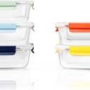 5-Pack 36oz Glass Food Storage Containers with Lids - Borosilicate Glass Meal Prep Container - Airtight, Leak-Proof Reusable Food Prep Containers, Microwave, Freezer, Oven Safe & BPA Free