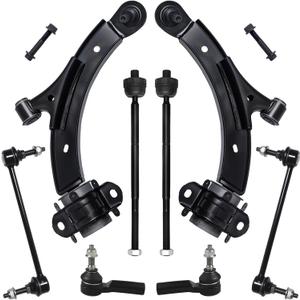 AUQDD 8Pc Front End Suspension Kit Fit For 11-14 Fo-rd Mustang (2014 for GT, Base), 2 Lower Control Arm w/Ball Joint 2 Sway Bar Link 4 Outer & Inner Tie Rod End (# K622155 K80899 EV800801 ES80805)