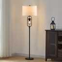KAWOTl Farmhouse Floor Lamp with Night Light, 62.5 Industrial Bronze Standing Lamp for Living Room, Bedroom, Home Office, Rustic Lantern-Style (LED Bulbs Included)