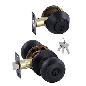 GITRANG All Keyed Identical Deadbolt Door knob Single Cylinder Deadbolt Lock Combo Set, Classic Matte Black Exterior Door Knobs with Deadbolt Entrance and Front Door Lock