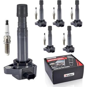 Pindex 6 Pack UF624 UF603 Ignition Coils and Spark Plugs Coil Packs Kit Compatible with Honda Acura 2008-2017 Accord Odyssey Pilot Ridgeline RDX RL TL MDX ZDX 3.5L 3.7L