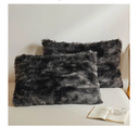 XeGe Tie Dye Faux Fur Fluffy Throw Pillow Cases, Plush Shaggy Soft Furry Pillowcases, Marble Print Velvet Fuzzy Decorative Pillow Covers for Bed Couch Zipper Closure, Set of 2(Standard, Tie Dye Black)