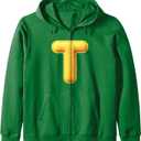 Letter T Funny Chipmunk Group Matching Costume Green Zip Hoodie, M