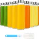 Sursip [10 Pack] 18 oz Glass Water Bottles with Lids, Juice Bottles, Clear glass juice bottle for juicing, Eco-Friendly Reusable Glass Juicing Bottles with Stainless Steel Lid, BPA Free,Leak-Proof