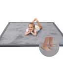 Huloo Sleep Baby Play Mat for Floor,1.3" Thick Memory foam Tummy Time Mat,Soft Coral Velvet Nursery Rug,Extra Large Non Slip Crawling Mats for Living Room(Dark Gray)