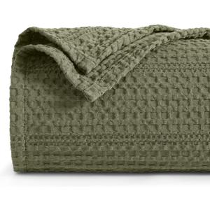 PHF Lightweight Waffle Weave Blanket Twin Size 66"x 90", Soft Woven Summer Blanket for Hot Sleepers - Aesthetic Home Decor for Couch Bed Sofa, Pet Friendly, Olive Green